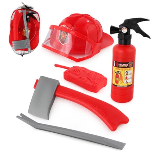 KICHOUSE 6 Stück 1 Set Feuerwehrmann Rollenspiel Requisiten Rollenspiel Feuerwehrmänner Verkleidung Rollenspiel Kostüm Feuerwehrmänner Kostüm Zubehör Rot von KICHOUSE