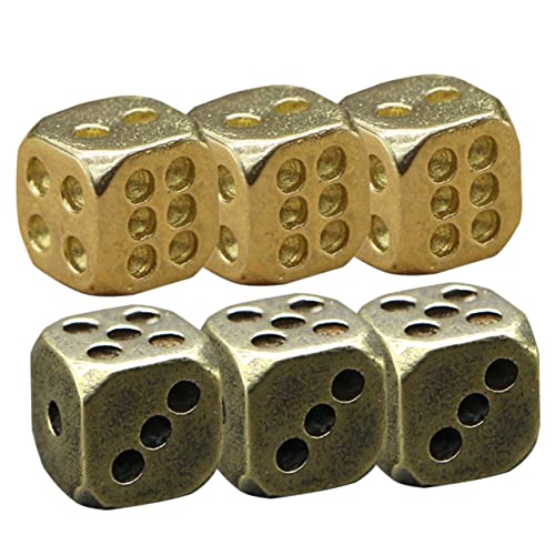 KICHOUSE 6 Stück Club- - faschingsaccessoires Fasching Accessoires Festival zubehör Safe Toy Festivalzubehör ästhetisch Die Würfelspiele Vintage Kupferwürfel - von KICHOUSE