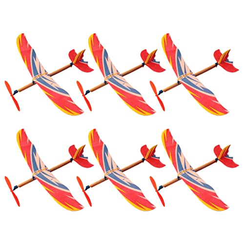 KICHOUSE 6 Stück DIY Gleitflugzeuge mit Gummimotor Lernspielzeug für Geburtstagsgeschenke und Dekoration für Jungen und Mädchen Fördert Hand Augen Koordination und Kreativität von KICHOUSE
