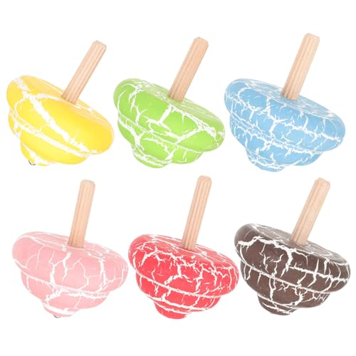 KICHOUSE 6 Stück Drehen Sie Gyro -Spielzeuge Holzspielzeug Kreiselspielzeug für Kreisel für Kinderspielzeug Jungs Kinderoberteile Tops von KICHOUSE