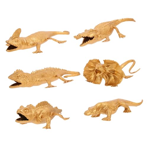 KICHOUSE 6 Stück Echsenreptilienmodell Tierspielzeug Goldene Tierfiguren Tiere Eidechsenfigur Kleine Tierfiguren Tierische Dekore Mini -tierfiguren Plastik von KICHOUSE