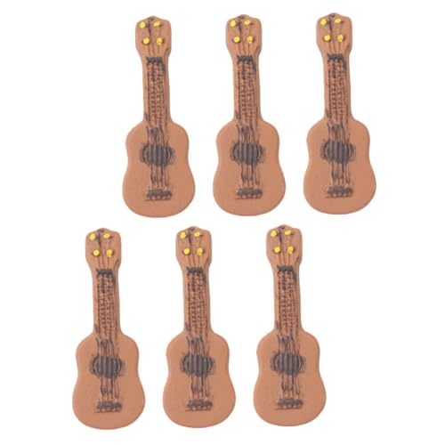 KICHOUSE 6 Stück Gitarren-mikrolandschaft Miniatur Gitarre Mini-gitarrenmodell Minigitarre Für Puppenhaus Mini-Desktop-dekore Miniatur-gitarrenornament Gefälschte Miniaturgitarre Kunstharz von KICHOUSE