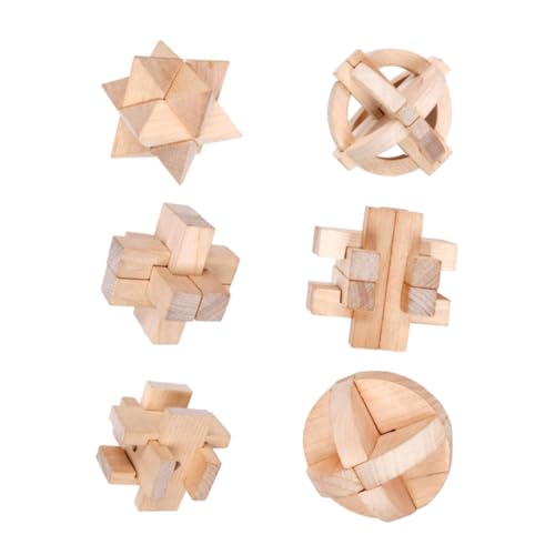 KICHOUSE Pädagogisches Holzschloss-Puzzle-Spielzeug 6-teiliges Set Für Jungen Und Mädchen Erwachsene Puzzle-Spielzeug von KICHOUSE