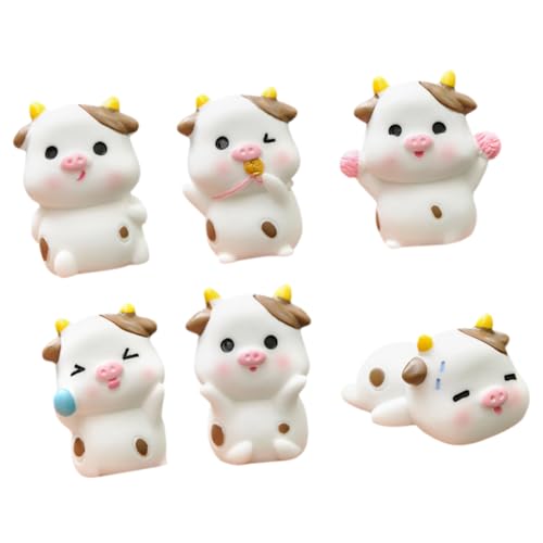KICHOUSE 6 Stück Kühe Resin Tierfiguren für Garten Tischdeko Bonsai Niedliche Kühe Geschenkidee für Mikrolandschaften Dekoration Langlebig von KICHOUSE