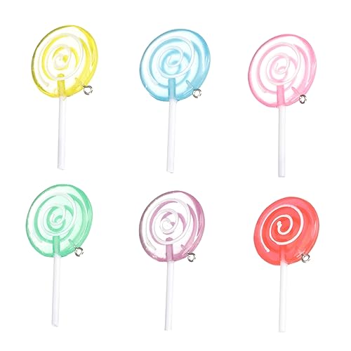 KICHOUSE 6 Stück Lollipop-Modell gefälschte Süßigkeiten-Anhänger Gefälschte Lutscher Simulationslollipops Lutscher Süßigkeiten Anhänger verzaubert Süßigkeiten Plastik von KICHOUSE