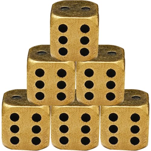 KICHOUSE 6 Stück Messingwürfel Nummerierte Große Wiederaufladbare Alphabet Perlen Würfelturm Spezielles Würfelspiel Einzigartige Seltsame von KICHOUSE