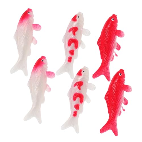 KICHOUSE 6 Stück Mini Koi Fisch Figuren Realistische Kunstfisch Deko für Aquarium Lifelike Goldfisch Modelle zur Gestaltung Lebendiger Szenen von KICHOUSE