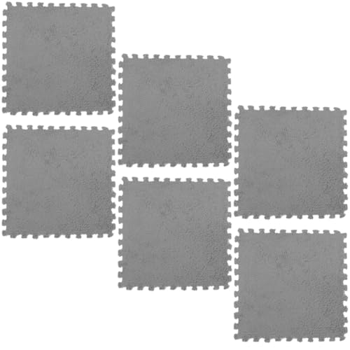 KICHOUSE 6 Stück Plüschbodenmatte Verriegelung ineinandergreifende Fußmatten Schaumstoff-Puzzle-Bodenmatte ineinandergreifende Bodenmatten Teppich Puzzle-Fußmatten Samt Grey von KICHOUSE
