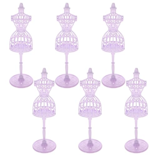KICHOUSE 6 Stück Puppenaufhänger Kleine Puppen Kleiderständer Puppenkleid Schaufensterpuppe Puppenkleiderregal Miniaturornament Puppenkleid Steht Kleiderordnung Plastik Violett von KICHOUSE