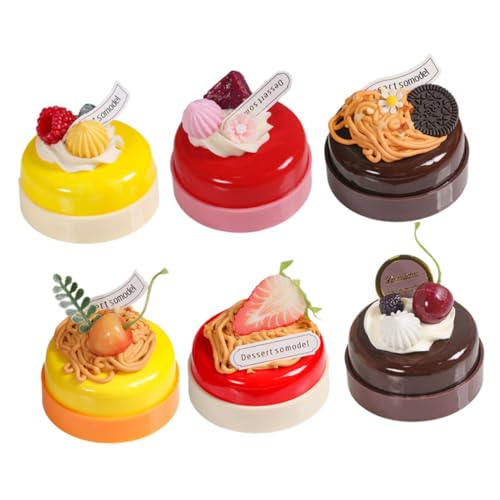 KICHOUSE 6 Stück Simulation Kuchenmodell Anzeige Scheiben künstlich Früchte Bausatz schnappen Requisiten für den Dessertladen gefälschter Kuchen Dekoratives Kuchenmodell PVC von KICHOUSE