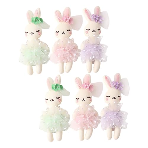 KICHOUSE 6 Stück Teiliges Kleine Plüschhasen Deko Weiche DIY Stofftier Kaninchen Puppen Niedliche Kuscheltiere für Bastelprojekte Sammelbare Hasenfiguren Pastellfarben von KICHOUSE