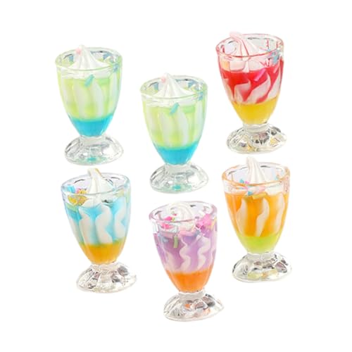 KICHOUSE 6 Stück Teiliges aus Eiscreme Tassen für Miniaturhäuser Realistische Deko für Mikrolandschaften und Puppenhaus Zubehör Sicher und Langlebig von KICHOUSE