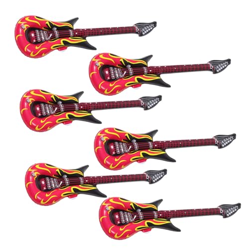 KICHOUSE 6 Stück aufblasbare Gitarre aufblasbare Musikinstrumente Musical Toy Instruments Ballongitarre aufblasbares Gitarrenspielzeug Luftballons spielzeuge Partyzubehör Partydekorationen von KICHOUSE