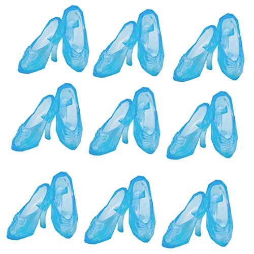 KICHOUSE 60 Paare Miniatur Kristall High Heels Puppenschuhe Mini Hohe Absätze Puppen Zubehör Transparent Blau für Spielzeugdekoration und Puppenhausgestaltung von KICHOUSE