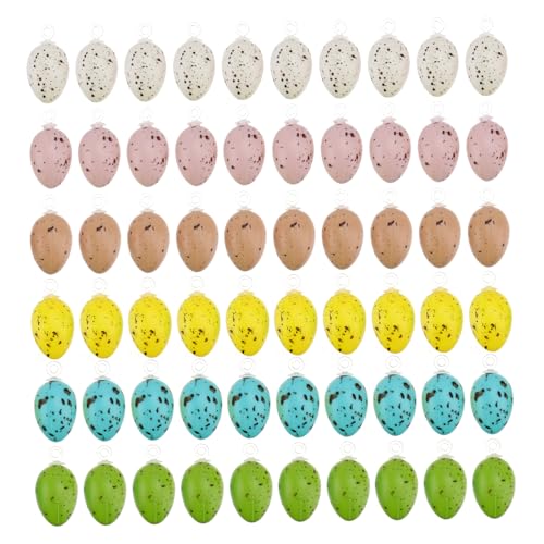 KICHOUSE 60 Stück Auferstehung gefleckte Eier basteln für Ostern basteln zu Ostern Easter Egg Decoration Ostereier pustemeister osterfarbe Eier Simulations-Osterei dekoratives Ei Plastik von KICHOUSE