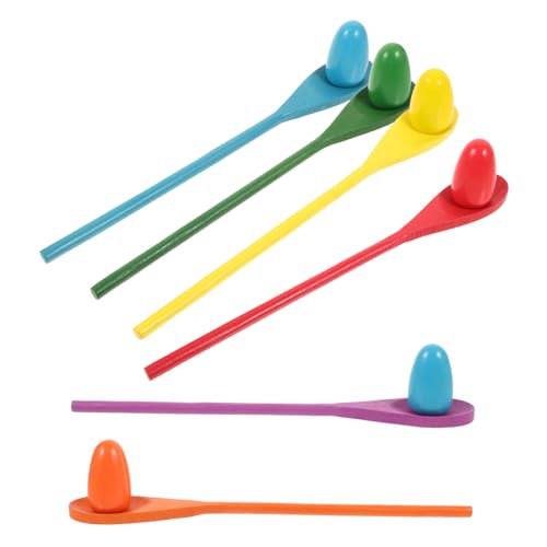 KICHOUSE 6Sätze Holzspielzeug für Teiliges mit Eier und Löffel Balance Fördert Hand Auge Koordination und Interaktives aus Hochwertigem Robustem Material von KICHOUSE