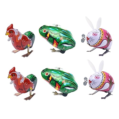 KICHOUSE 6Stücke Teiliges Aufziehtier Kreative Tiere Frosch Huhn Kaninchen für Robustes und Sicheres Springspielzeug Kreativität und Vorstellungskraft von KICHOUSE