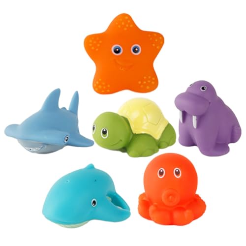 KICHOUSE 6Stücke Teiliges Badespielzeug für Kleinkinder Quietschtier mit Temperaturwechsel Wasserspaß für Junge Mädchen Cartoon Design für Badewanne und Pool Fördert Badespaß KICHOUSE 6Stücke Teiliges Badespielzeug für Kleinkinder Quietschtier mit Temperaturwechsel Wasserspaß für Junge Mädchen Cartoon Design für Badewanne und Pool Fördert Badespaß von KICHOUSE
