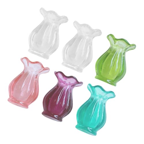 KICHOUSE 6 Stück Miniatur Vasen für Puppenhäuser Kleine Vasen mit Loch Farbverlauf Tischdeko Miniatur Blumenvase für Szenendekorationen von KICHOUSE