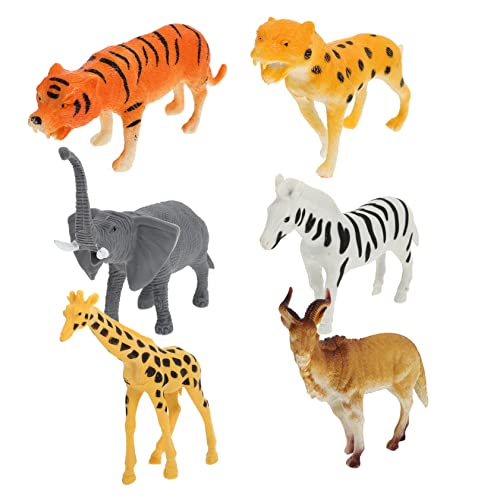 KICHOUSE 6Stücke Teiliges Tiermodellspielzeug Aus Simulation Von Wildtieren Giraffe Elefant Leopard Zebra Tiger Realistische Figuren von KICHOUSE