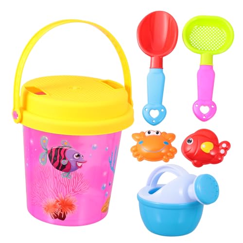 KICHOUSE 7 Stück Teiliges Set Sandspielzeug Mini Strand Eimer aus Hochwertigem für Strand und Sandkastenaktivitäten Farblich Sortiert Fördert die Eltern Junge Mädchen Zufällige Farbe von KICHOUSE