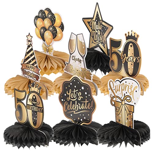 KICHOUSE 8 Stück 50 Jahre alte Ornamente Mittelstücke Party Tisch Token Männer Geburtstagsfeierdekorationen funkeln Alles zum Geburtstag Dekorationen für Frauen Papier von KICHOUSE