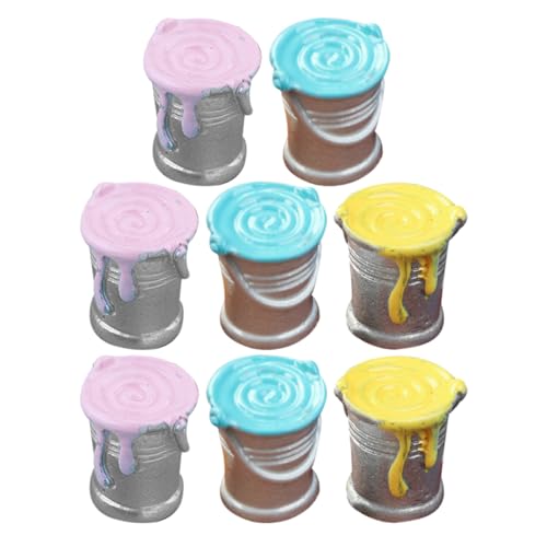 KICHOUSE 8 Stück Mini House Accessory Miniaturpuppenhaus Mini-Puppenhausmöbel Puppen für Puppenhaus Mini House Prop Mini -Hausdekoration Mini-Farbeimer Mini- -Dekore Harz von KICHOUSE