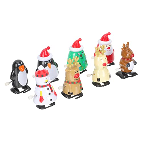 KICHOUSE 8 Stück Teiliges Weihnachtsspielzeug Aufziehfigur mit Weihnachtsmann Schneemann Rentier Pinguin Lustiges Mechanisches Uhrwerkspielzeug für Weihnachtsfeier von KICHOUSE
