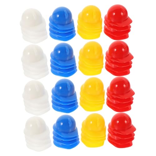 KICHOUSE 80 Stück Mini-Bauhut Mini-Baukappe Mini-Schutzhelme Mini-Baupuppenhüte Miniatur-Bauhut Kleiner Ingenieurhut Zubehör Kind Weinflasche Kunststoff von KICHOUSE