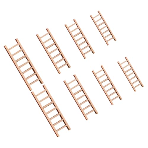 KICHOUSE 8Stücke Mini Leiter aus Holz Dekorative DIY Möbel für Puppenhäuser und Mikro Landschaften Sicher und Stabil für Miniaturgarten und Feengarten Zubehör von KICHOUSE