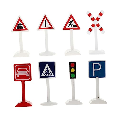 KICHOUSE 8Stücke Teiliges Miniatur Verkehrszeichen Sandtisch Dekoration für Minilandschaften Lernspielzeug für Verkehrssicherheit und Kreative Rollenspiele von KICHOUSE