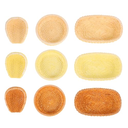 KICHOUSE 9Stücke Teiliges Puppenhaus Wicker Korb Kreatives Zubehör Für Mikrolandschaften Geflochtene Obstkörbe Für DIY Projekte Bezaubernde Dekorationen Für Puppenhaus von KICHOUSE