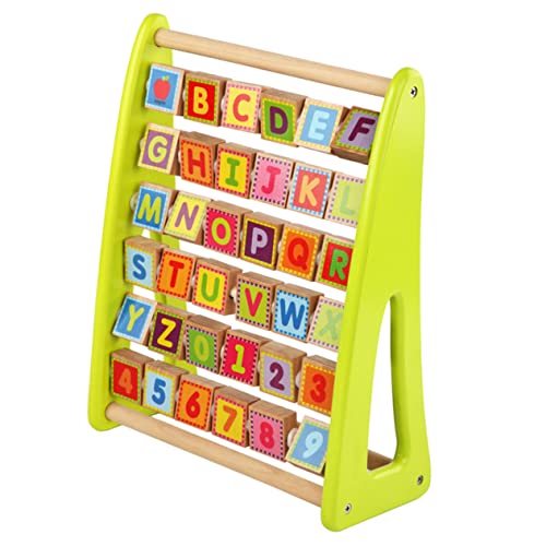 KICHOUSE Alphanumerisches Regal Holzbuchstabenbrett Zahlenlernbrett Multifunktionsalphabetbrett Alphabet Erkennungsbrett Holzbuchstabenblöcke Regal Kinderspielzeug Holzgrün von KICHOUSE