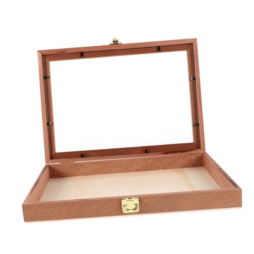 KICHOUSE Box Holzaufbewahrungsbox Probenanzeigetafel Probenvitrine Insektenprobenanzeige Insektenvitrine Pflanzenprobenrahmen Schmetterlingsproben Aufbewahrungsbox Hellbraun von KICHOUSE