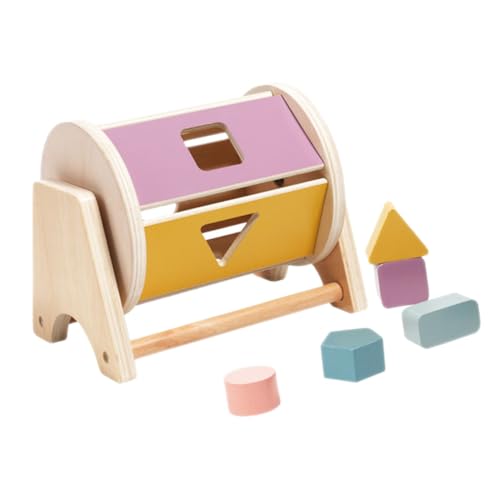 KICHOUSE Pädagogisches Kinderspielzeug Aus Holz Rollende Formsortiertrommel Für Kleinkinder Montessori-lernspiel von KICHOUSE