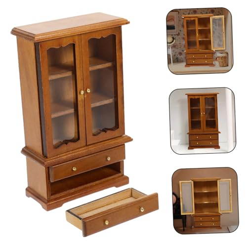 KICHOUSE DIY Dreistöckiger Aufbewahrungsschrank Wohnzimmer Dekoration Puppenhaus Zubehör Holz von KICHOUSE