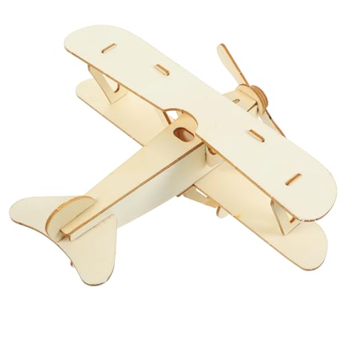 KICHOUSE DIY Flugzeug Modellbausatz Hölzernes Puzzle Zum Zusammenbauen Und Bemalen Für Kreatives Hand Augen Koordination Holzfarbe von KICHOUSE