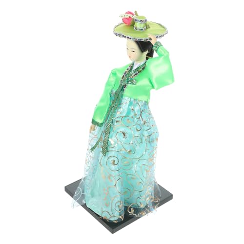 KICHOUSE Handgefertigte Puppe Miniatur Desktop - Figuren Traditionelle Puppe Tischplatte Koreanische Puppe Puppendekor Koreanisches Kunsthandwerk Koreanische Puppenverzierung Green von KICHOUSE
