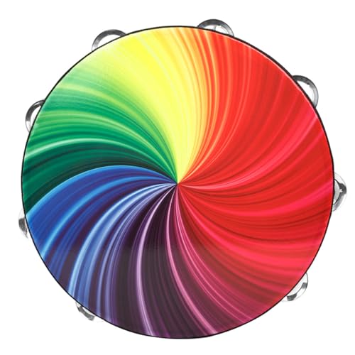 KICHOUSE Handtrommel für Tamburin mit Bunten Rasseln Tragbares Percussion Instrument für Tanz Musikunterricht und Partys von KICHOUSE