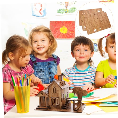 KICHOUSE Holzpuzzle Haus Modell Bausatz Kreatives Kinderbaukasten aus Hochwertigem Holz Einfach Zusammenzubauen Pädagogisches Lernspielzeug für Jungen und Mädchen Geschenkidee von KICHOUSE