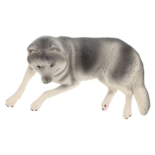 KICHOUSE Husky-Modell Figuren heiser Hundeornament kleine Hundedekoration kinderzimmerdeko Tierische Schreibtischdekoration Hundespielzeug kognitives Modell des Hundes Plastik Grey von KICHOUSE