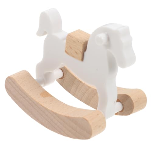 KICHOUSE Kleines Holzpferd Puppenhaus Miniaturen Modell Schaukelpferd Mini Stuhl Modell Puppenhausmöbel Puppenhausstuhl Puppenhaus Schaukelstuhl Mini Schaukelpferd Weißes von KICHOUSE