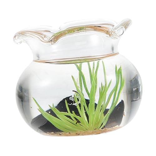 KICHOUSE Koi-Aquarium Aus Glas Tank Winzig Klein Goldfischbecken Für Minihaus Aquarium Für Minihaus Miniatur-puppenhauszubehör Mini-Aquarium-Modell Puppenhaus Goldfischbecken von KICHOUSE