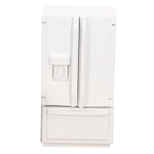 KICHOUSE Küchenzubehör Kühlschrank Modell Mini-kochwerkzeug Vintage-dekor Kühlschrank Im Maßstab 1:12 Mini-kühlschrank-Modell Mini Möbel Kühlschrank Hölzern Weiß Zubehör Doppeltür von KICHOUSE