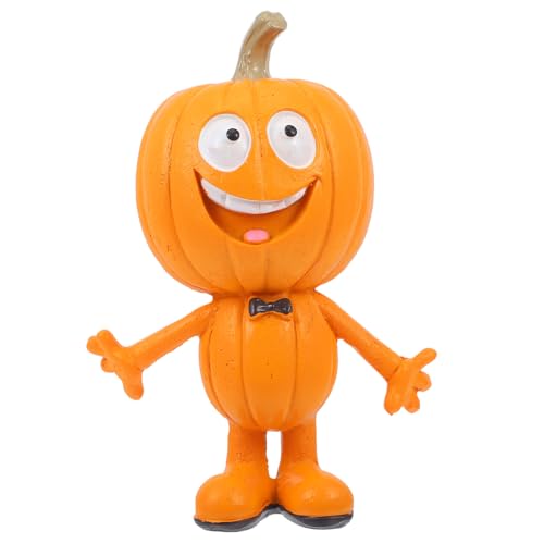 KICHOUSE Kürbismann Wohndekoration Halloween Party Deko Halloween deko Halloween-Party-Dekoration Kürbis Skulptur Laterne Figur Halloweenkostüm Tischschilder Festival Ornament Harz Yellow von KICHOUSE