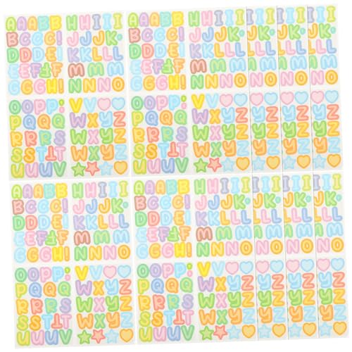 KICHOUSE Kunstkarten Aufkleber Bastelarbeiten Abziehbilder Bastel wasserdichte Buchstaben Dekorative Klebebriefaufkleber Blätter Selbstklebende für Bunte Sammelalbum Buchstabenaufkleber von KICHOUSE