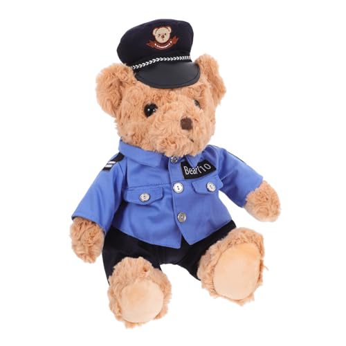 KICHOUSE Kuscheltiere Polizeibär Plüschspielzeug Weiches Niedliches Stofftier mit Uniform und Mütze Geburtstagsgeschenk für Jungen und Mädchen von KICHOUSE