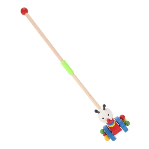 KICHOUSE Lauflernspielzeug Holz Schiebewagen für Kleinkinder mit Bunten Rädern Cartoon Design für Drinnen und Draußen Fördert die Motorischen Fähigkeiten und Laufen Lernen von KICHOUSE