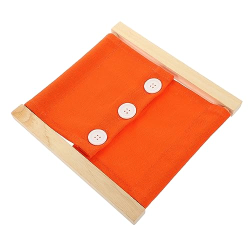KICHOUSE Lehrhilfen für die Anziehpraxis holzspielzeug Kuscheltier Toys Jungs sensorisch Lebenskompetenz-Arbeitsbrett zum Binden mit Schnalle hölzern Orange von KICHOUSE