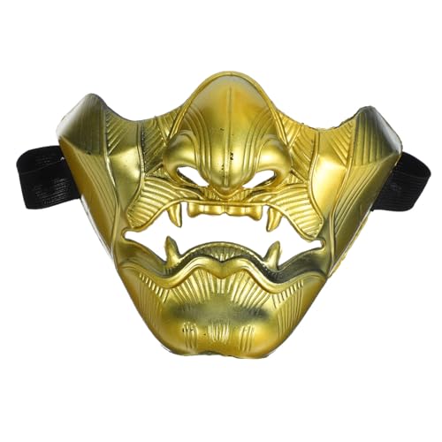 KICHOUSE Maske Der Weisheit Dämonenmaske Japanische Halbmaske Hanya-Maske Halloween-kostüm Lustige Maske Prajna-Maske Masken Zombie-Maske Japanische Maske Für Erwachsene Golden Plastik von KICHOUSE